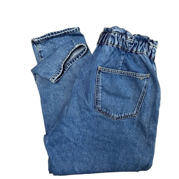 Zara 90’s Vintage Style Paper Bag Carrot Leg Ankle Jeans Size 10 - Picture 4 of 13